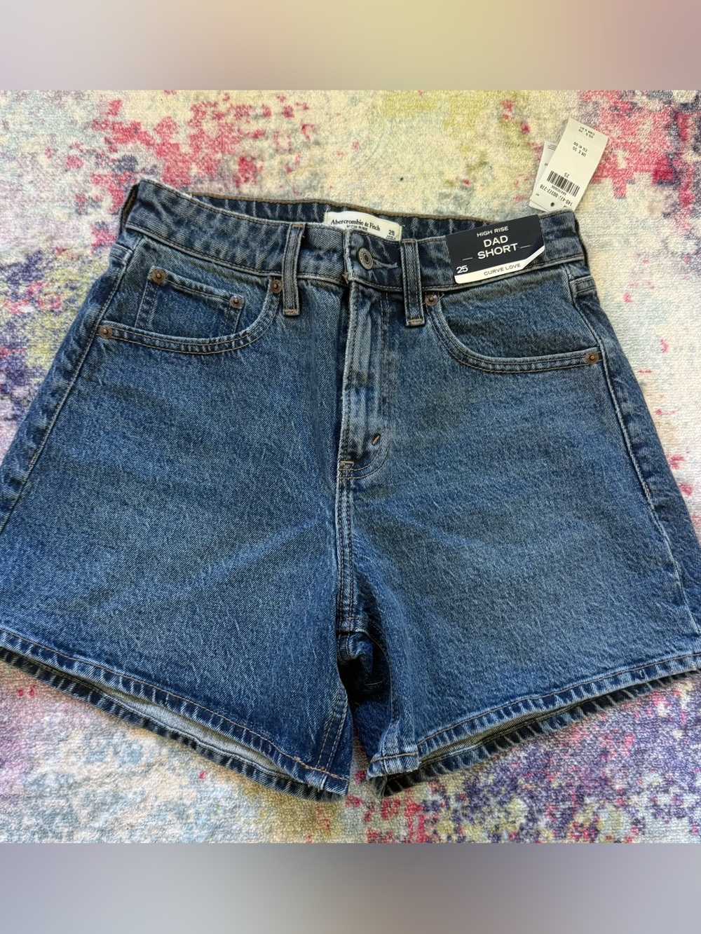 NWT Abercrombie & Fitch Dark Blue Denim Dad Shorts